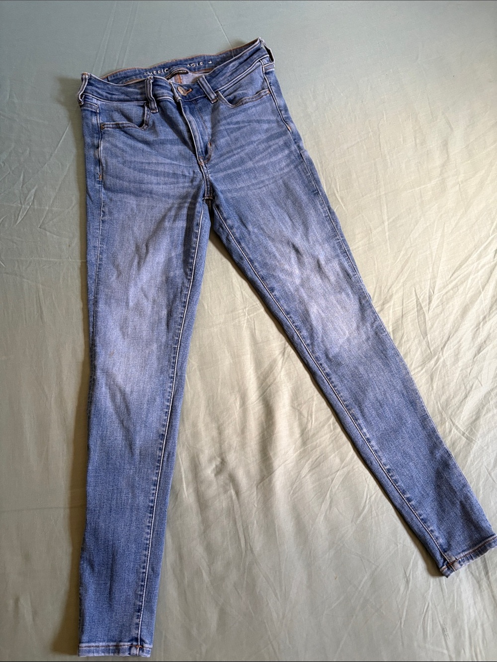 American Eagle Outfitters Washed Blue Skinny Jeans